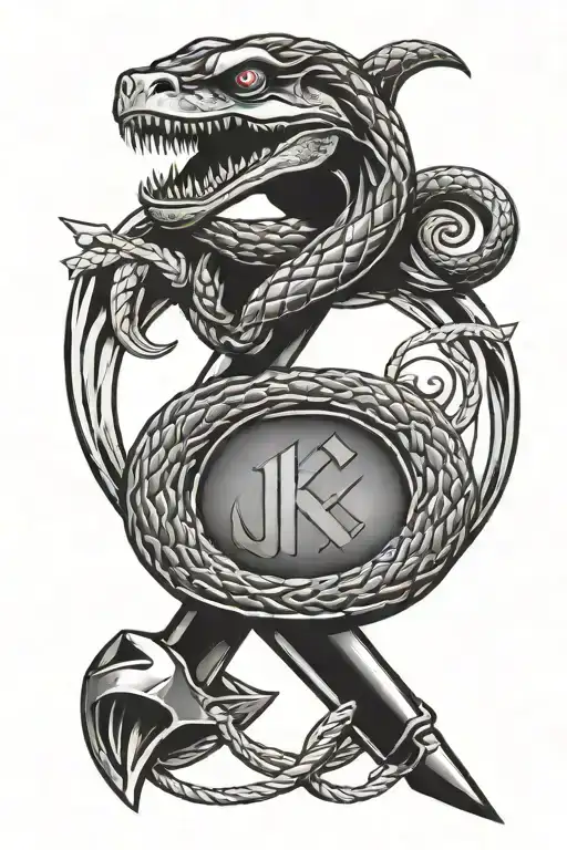 Hammer and sickle with a snake tattoo design idea