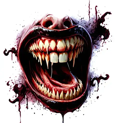 dark creepy big mouth sinister tattoo design idea