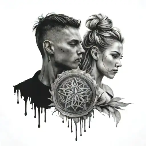 brother sister matching tattoo design idea