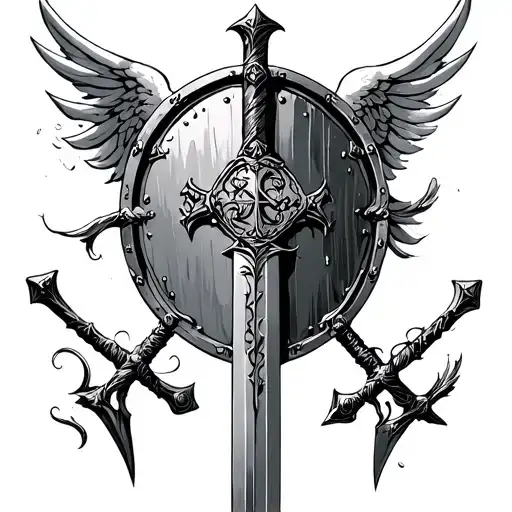st Michael shield and sword tattoo design idea