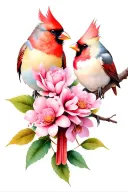 a male and female cardinal looking at each other lovingly tattoo design idea