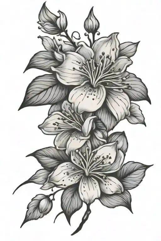 "jasmine" in cursive font with a flower blooming cherry blossom tattoo design idea
