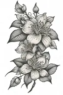 "jasmine" in cursive font with a flower blooming cherry blossom tattoo design idea