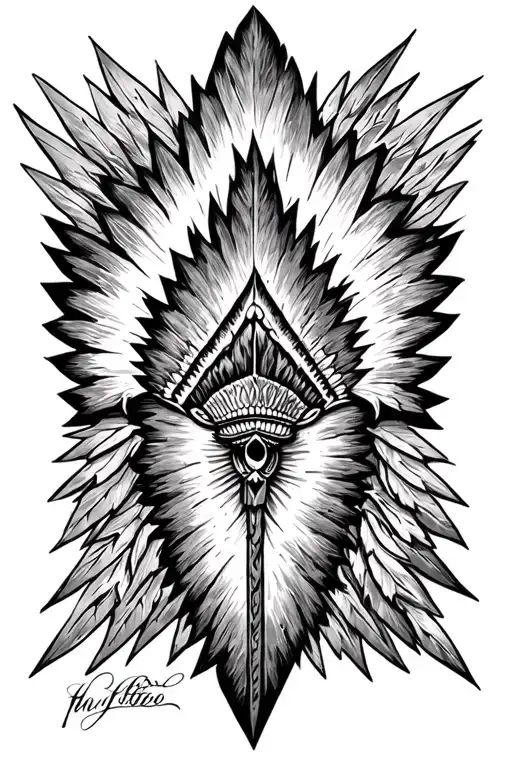 indian arrowhead memorial tattoo design incorporating a spot for two signatures tattoo design idea