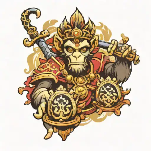 monkey king chess pieces tattoo design idea