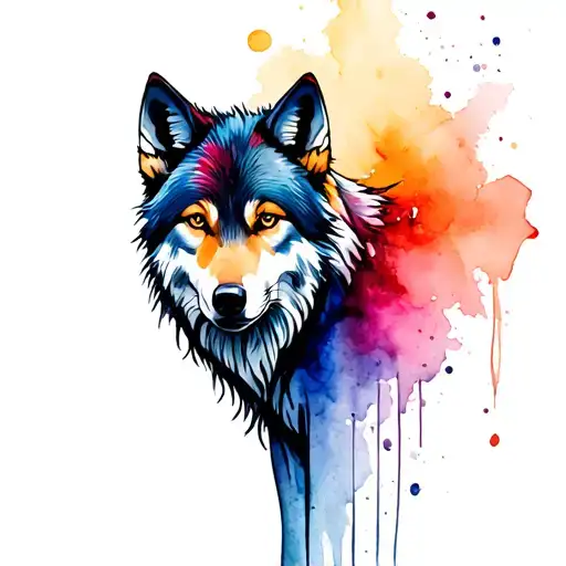 wolf body fading into paint tattoo design idea