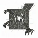 A sleek, geometric minimalistic tattoo design featuring subtle, stylized representations of Spider-Man and Super Mario.  tattoo design idea