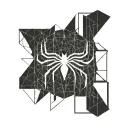 A sleek, geometric minimalistic tattoo design featuring subtle, stylized representations of Spider-Man and Super Mario.  tattoo design idea