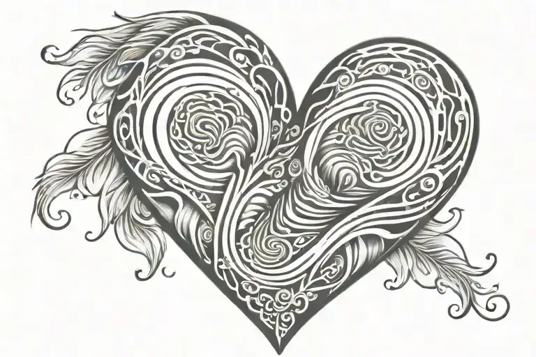 memorial tattoo for dad thumbprint heart tattoo with infinity transforming into flock tattoo design idea