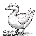 mother duck followed by 4 ducklings following their mother tattoo design idea