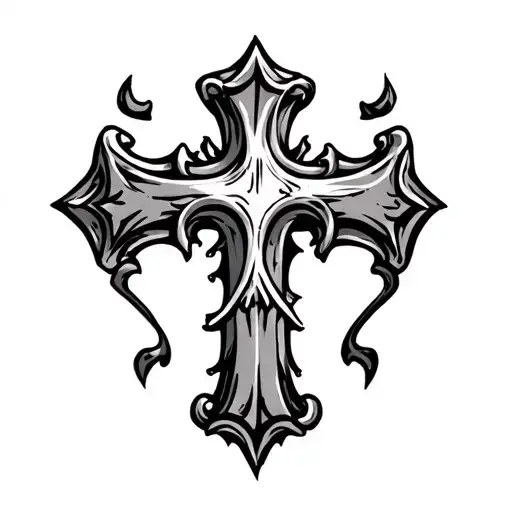 Scroll Cross tattoo design idea
