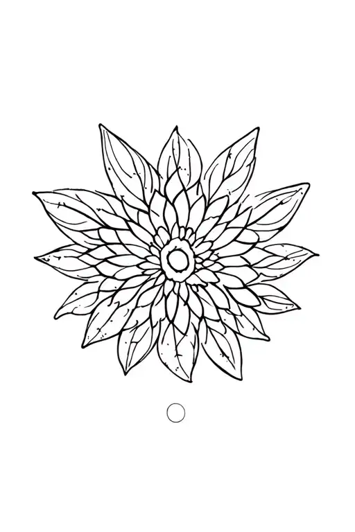 Fine floral pattern morphing into a leaf and mandala design incorporating elements with dot stripe tattoo design idea
