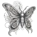 a slug turns into a moth emerging sci fi tattoo design idea