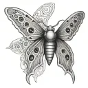 a slug turns into a moth emerging sci fi tattoo design idea