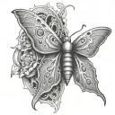 a slug turns into a moth emerging sci fi tattoo design idea