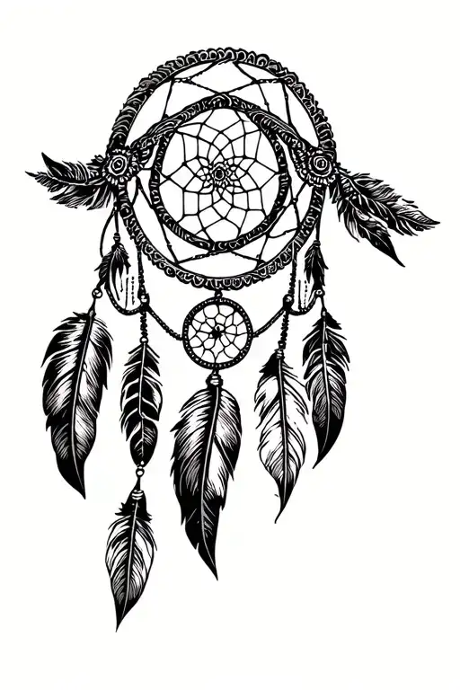bandana with dream catcher tattoo design idea