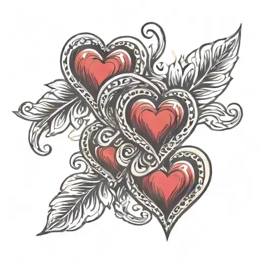 3 individual hearts tattoo design idea