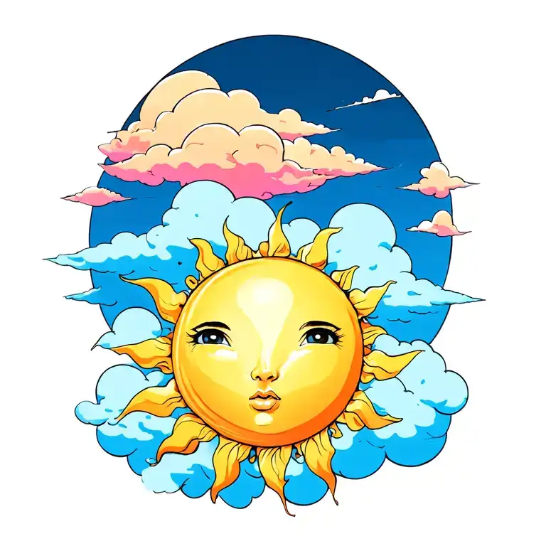 sun and clouds  tattoo design idea