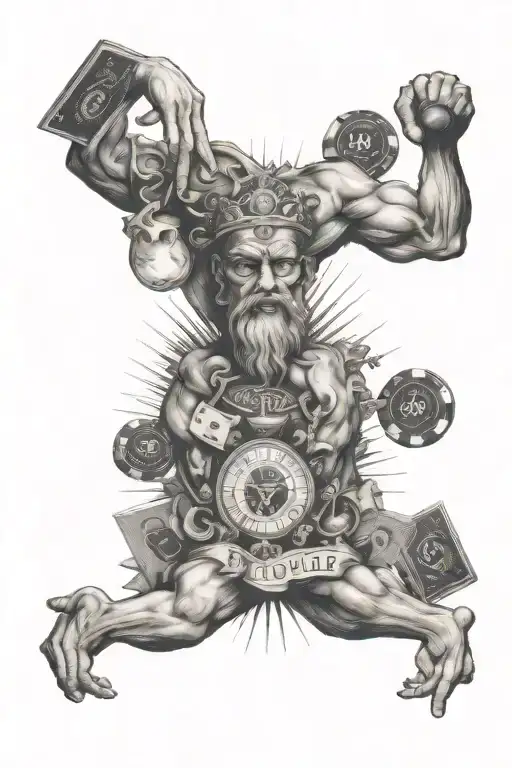Gods power money gambling fitness strength knowledge tattoo design idea