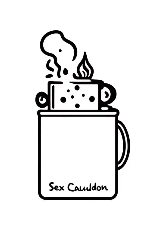 BIC lighter that says "Sex Cauldron" tattoo design idea