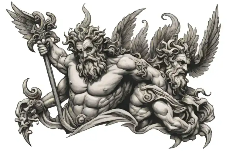 Zeus vs Cronus tattoo design idea