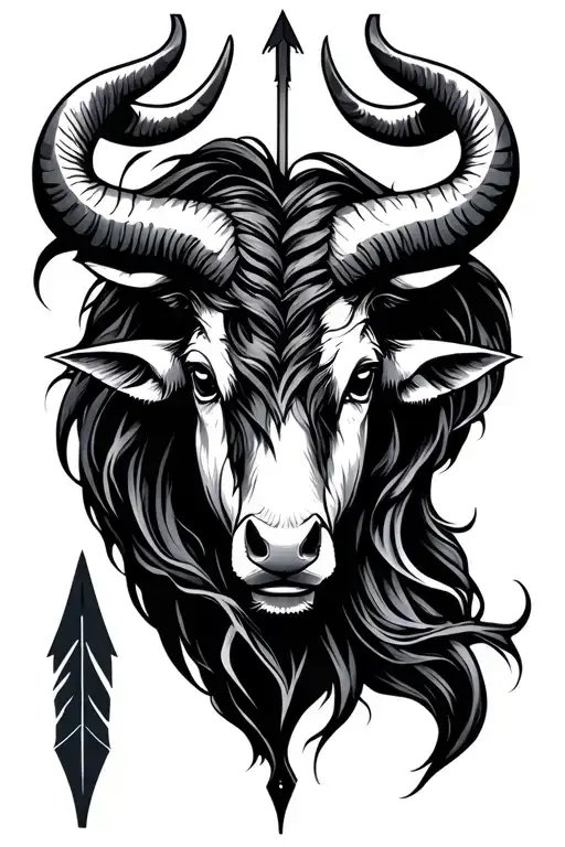 taurus, aquarius, pisces arrow tattoo design idea