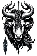 taurus, aquarius, pisces arrow tattoo design idea