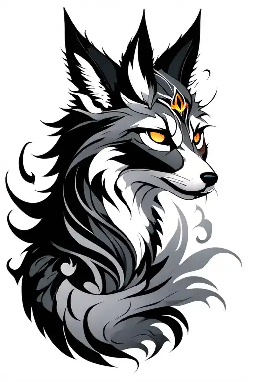 neotribal kitsune tattoo design idea