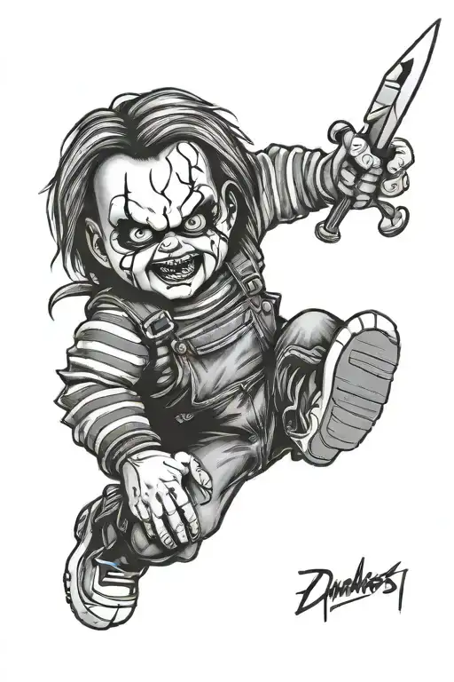 Darkness chucky tattoo design idea