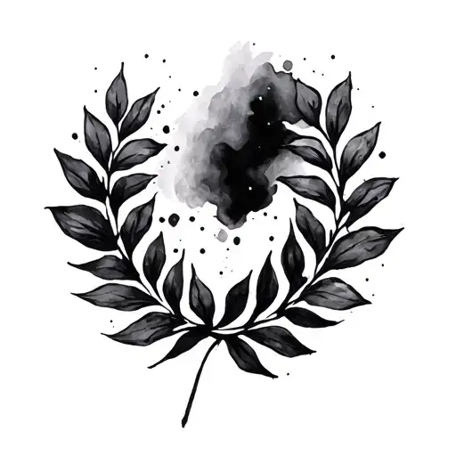 “I want a laurel wreath, but part of it goes into abstract strokes or a blot. It is important to maintain minimalism and smooth tattoo design idea