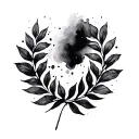 “I want a laurel wreath, but part of it goes into abstract strokes or a blot. It is important to maintain minimalism and smooth tattoo design idea