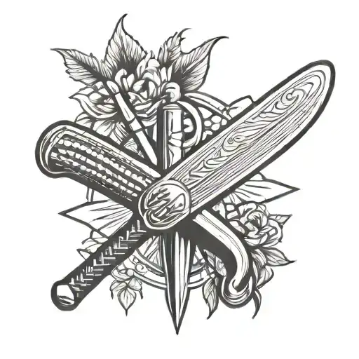 cricket bat tattoo design idea