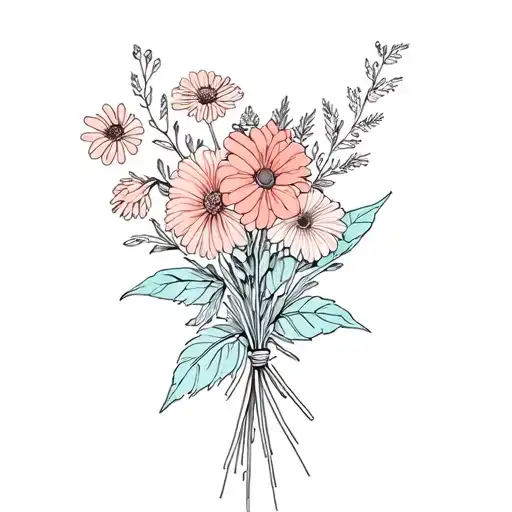 may July  november birth flower bouquet tattoo design idea