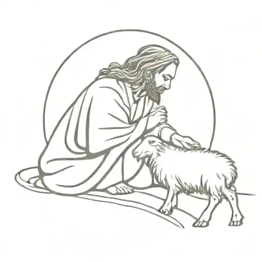 jesus finds the lost sheep tattoo design idea