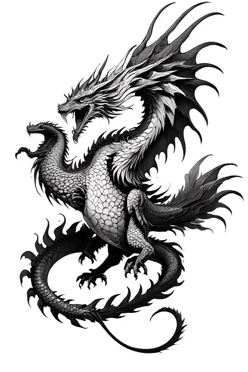 Phoenix struggle with dragon tattoo design idea