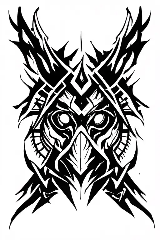 Cyber tribal with machine  tattoo design idea
