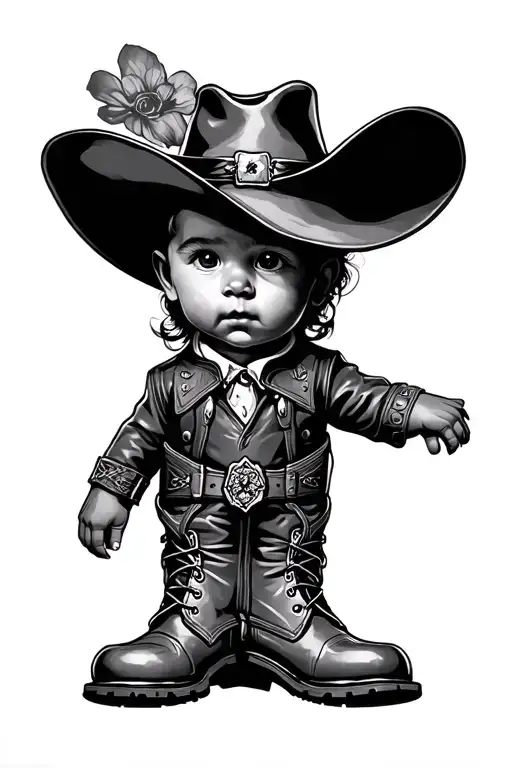 western with baby boots coding tattoo design idea