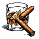 Whiskey And Cigar tattoo design idea