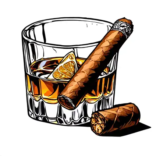 Whiskey And Cigar tattoo design idea