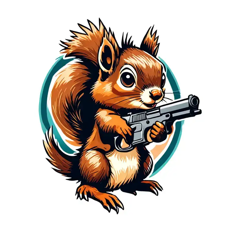 squirrel with gun tattoo design idea