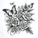 create a earthy atmosphere tattoo for a female somehow including flowers, butterflies and or turtles  tattoo design idea