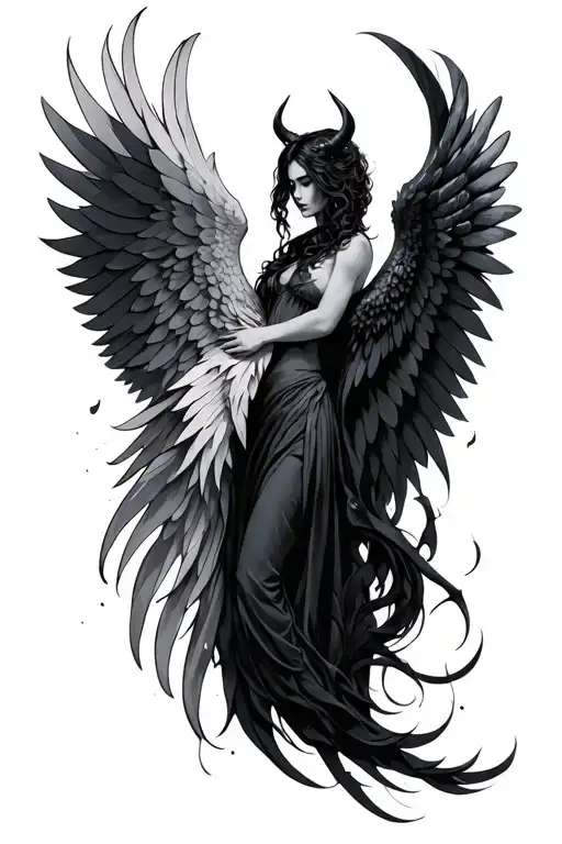 demon wing and angel wing tattoo design idea