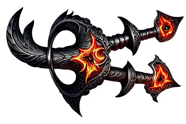 vajra and trishul trident piercing tattoo design idea