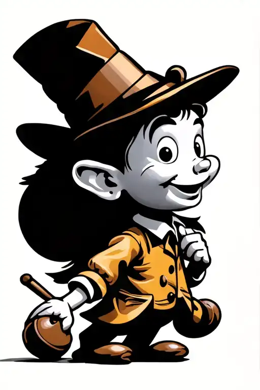 Jiminy Cricket as Pinocchio tattoo design idea