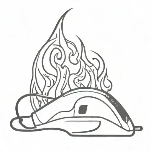 computer mouse design symbolizing fire flames tattoo design idea