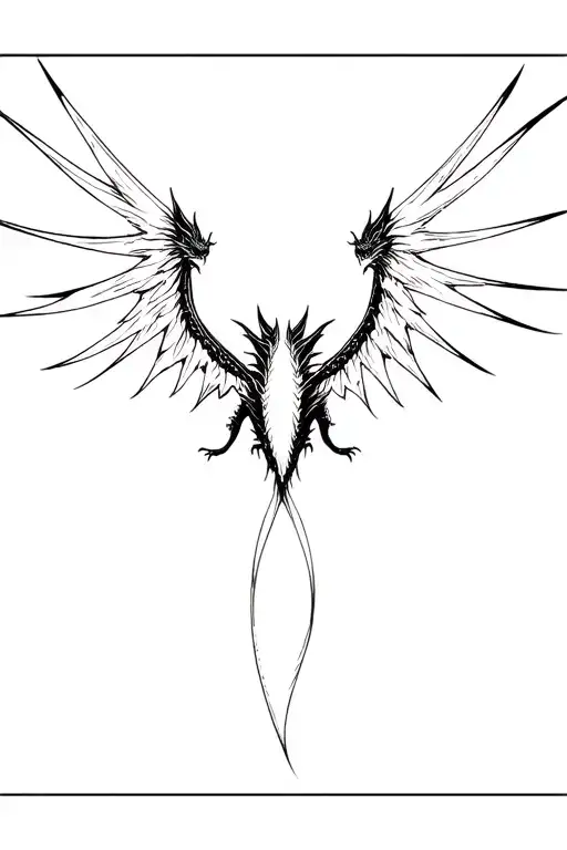 western black dragon full body wings outstretched tattoo design idea