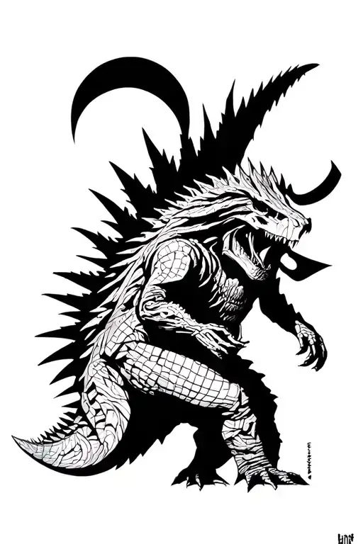 Godzilla memento mori tattoo design idea
