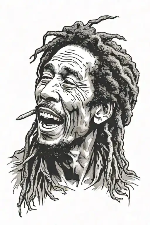 bob marley with qoutes tattoo design idea