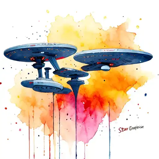 watercolor Star Trek enterprise 1701 D tattoo design idea