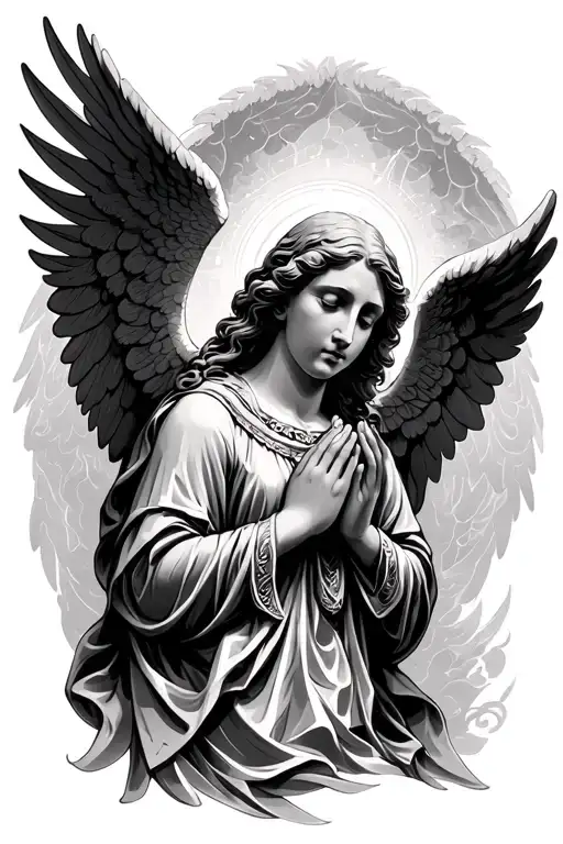 Angel praying tattoo design idea